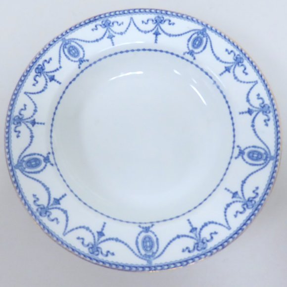 ADAMS WOOD & SONS SEMI PORCELAIN flow blue white antique dinner plate dish 10" - Picture 2 of 8